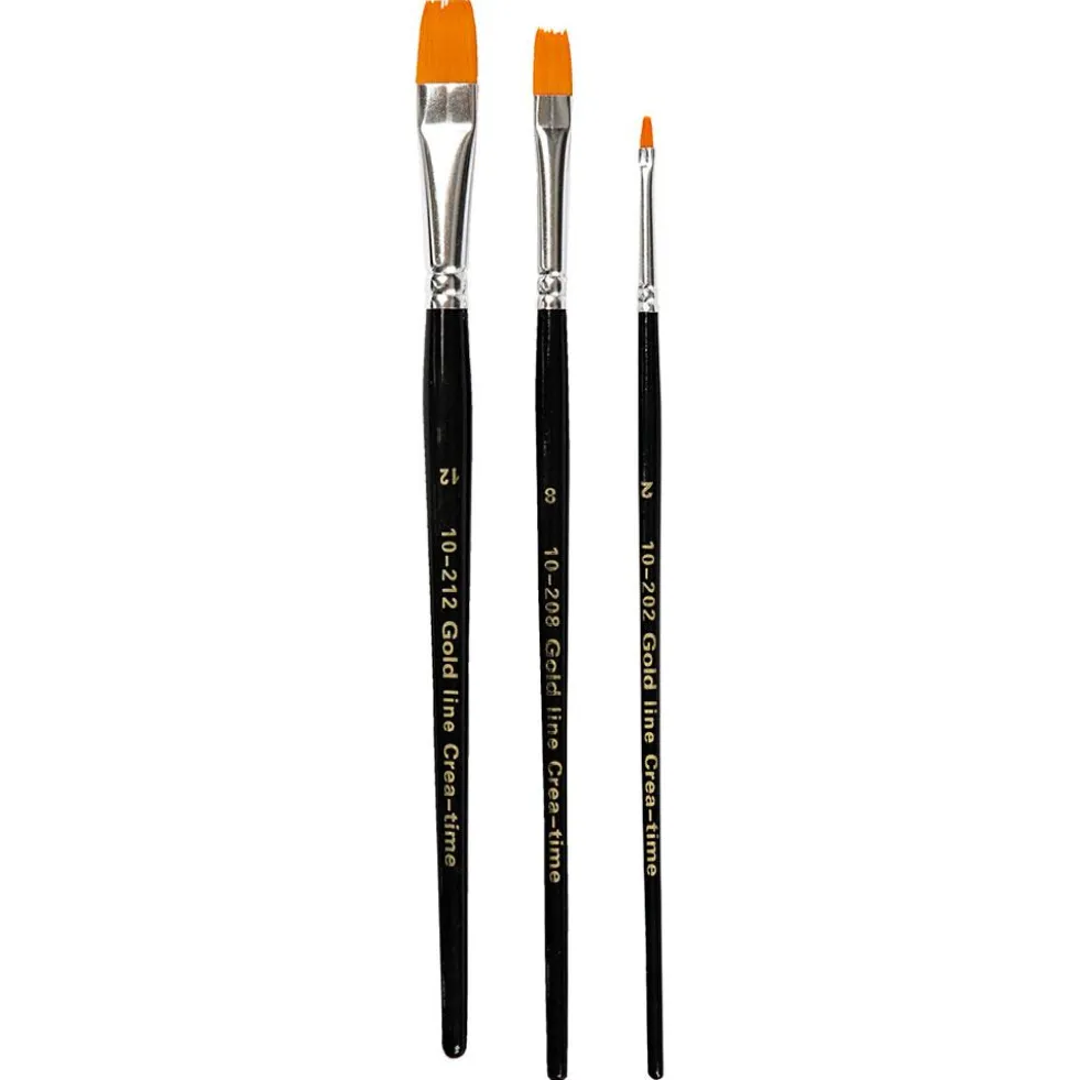 Pincel plano nylon 3 unidades