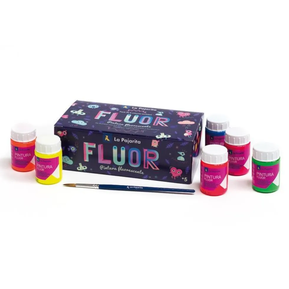 Pintura fluorescente 6 colores 35ml. La Pajarita