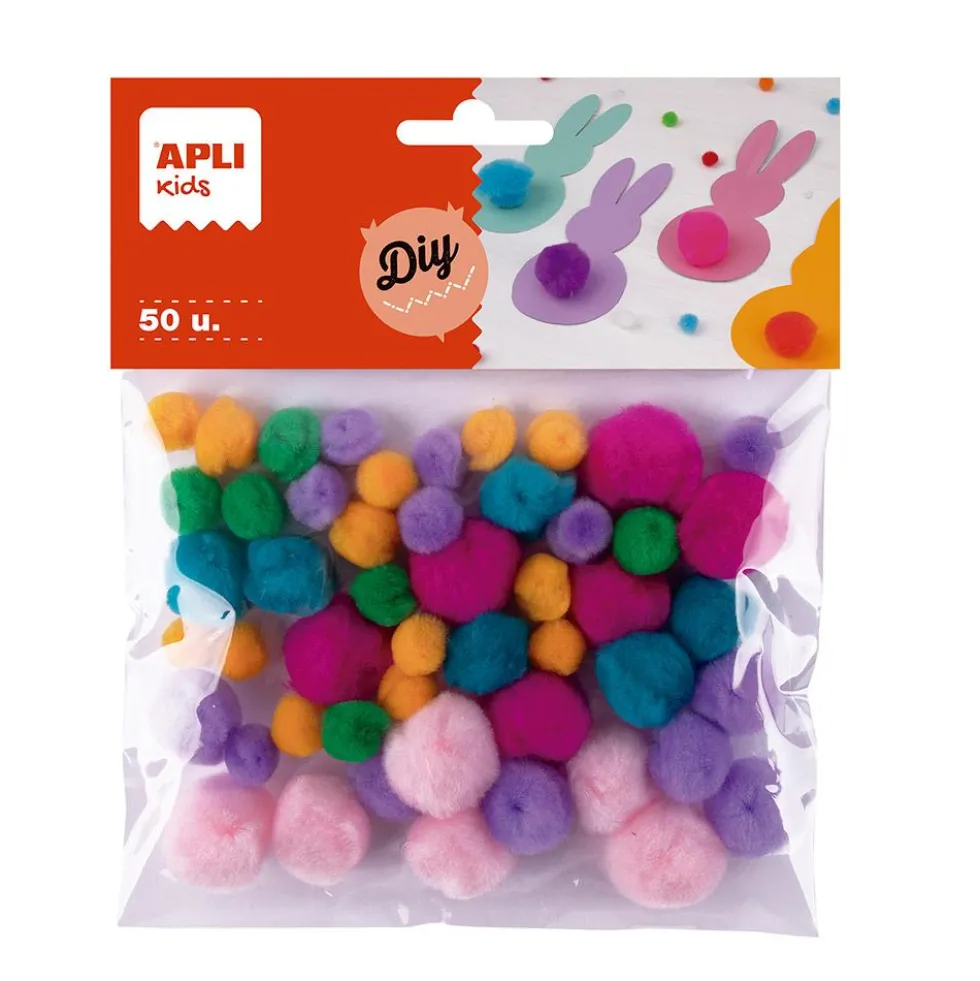 Pompones colores tamaño surtido 50 unidades