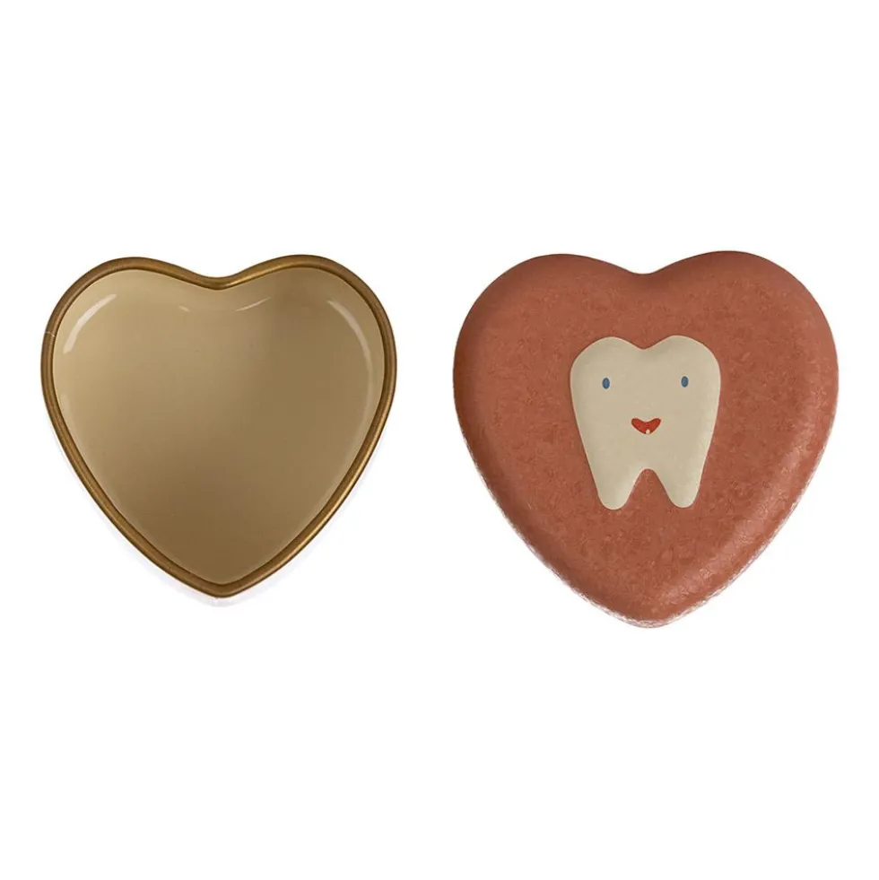 Portadientes de metal forma corazón rosa Maileg