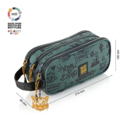 Portatodo triple con asa Not Boring reciclado 21x6x10,5cm