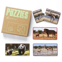 Puzzle cartón Animales salvajes y crías
