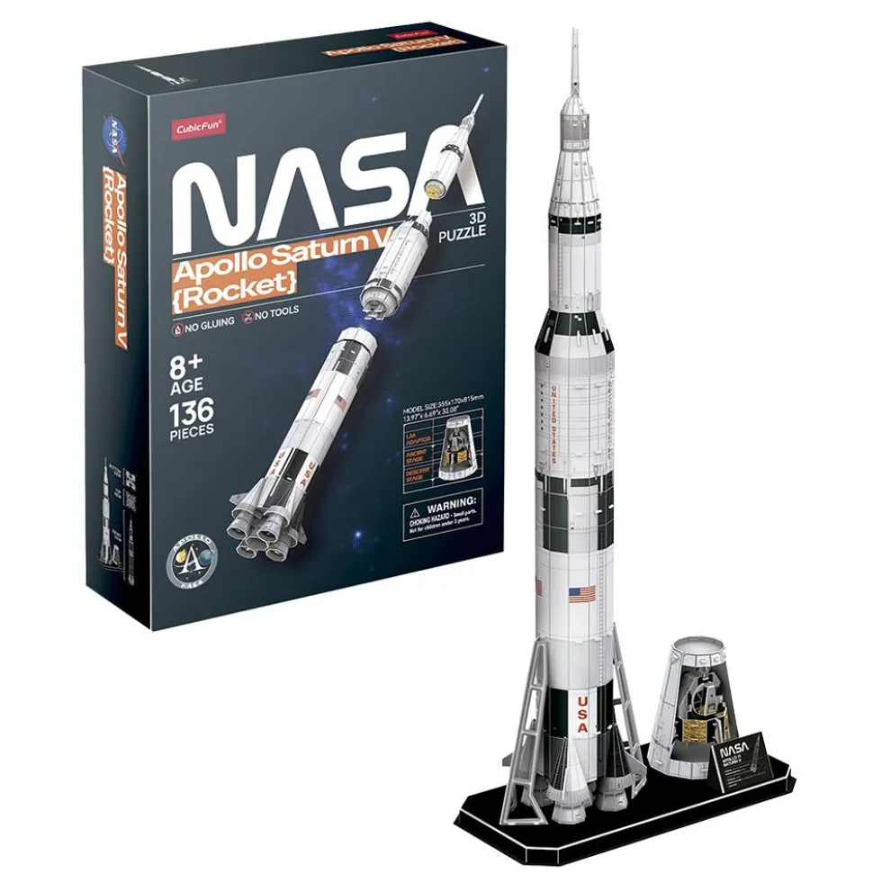 Puzzle 3D cohete Apolo Saturno V 136 piezas Nasa