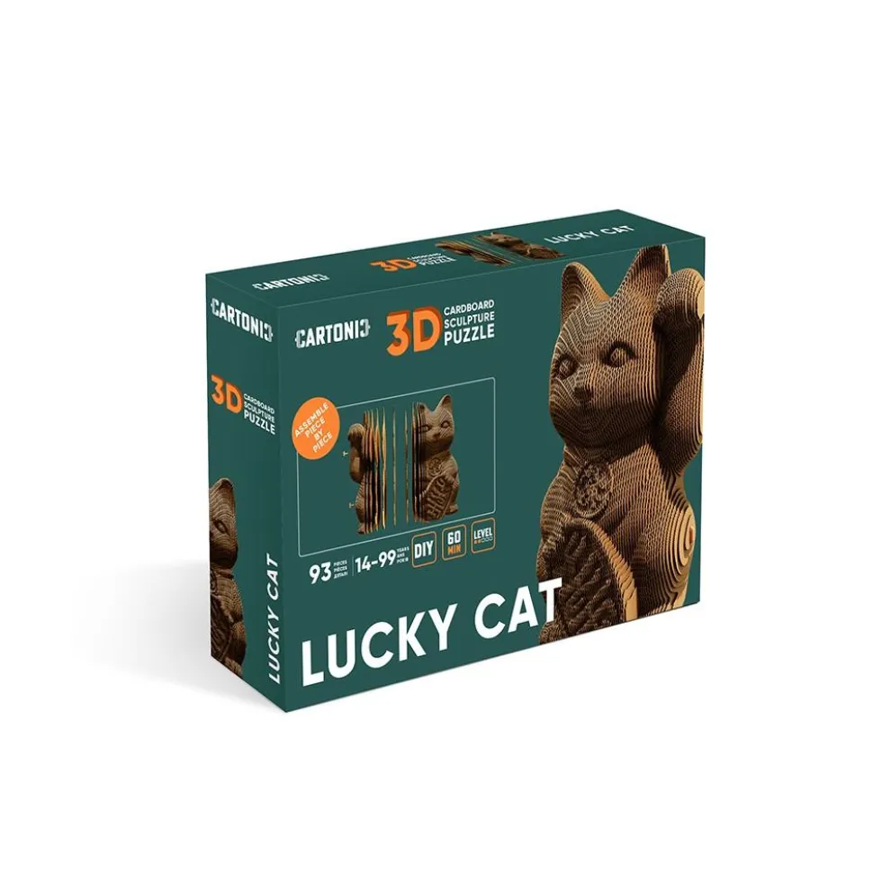 Puzzle 3D de cartón gato de la suerte