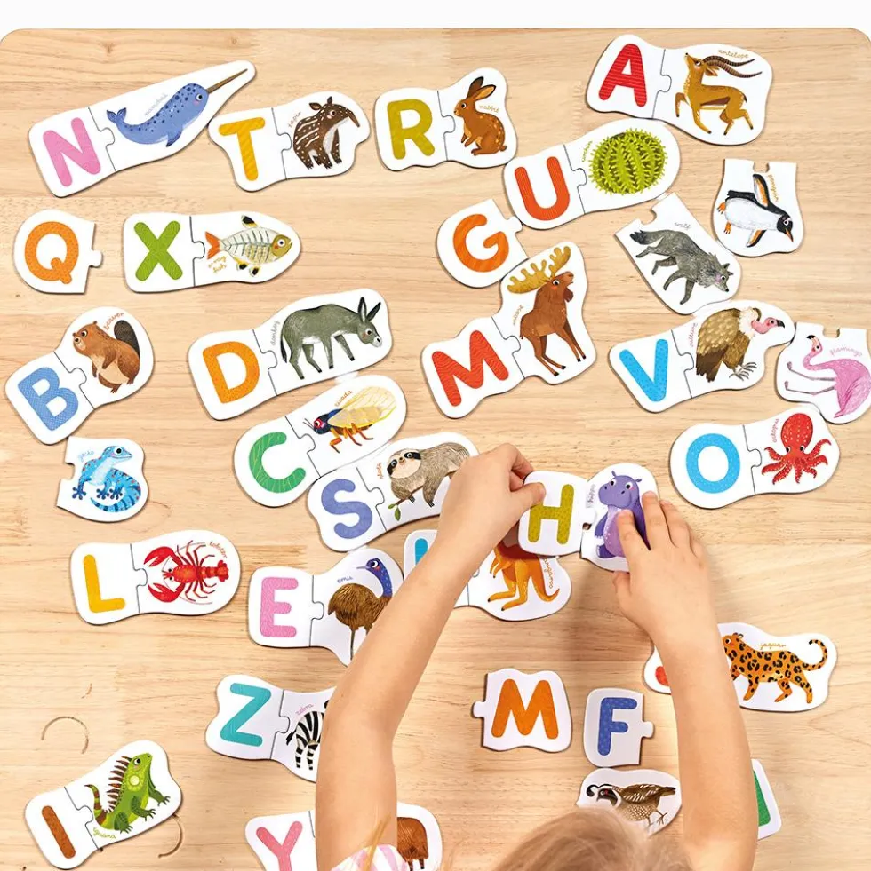 Puzzle parejas letras inglés 52 piezas 26 puzzles