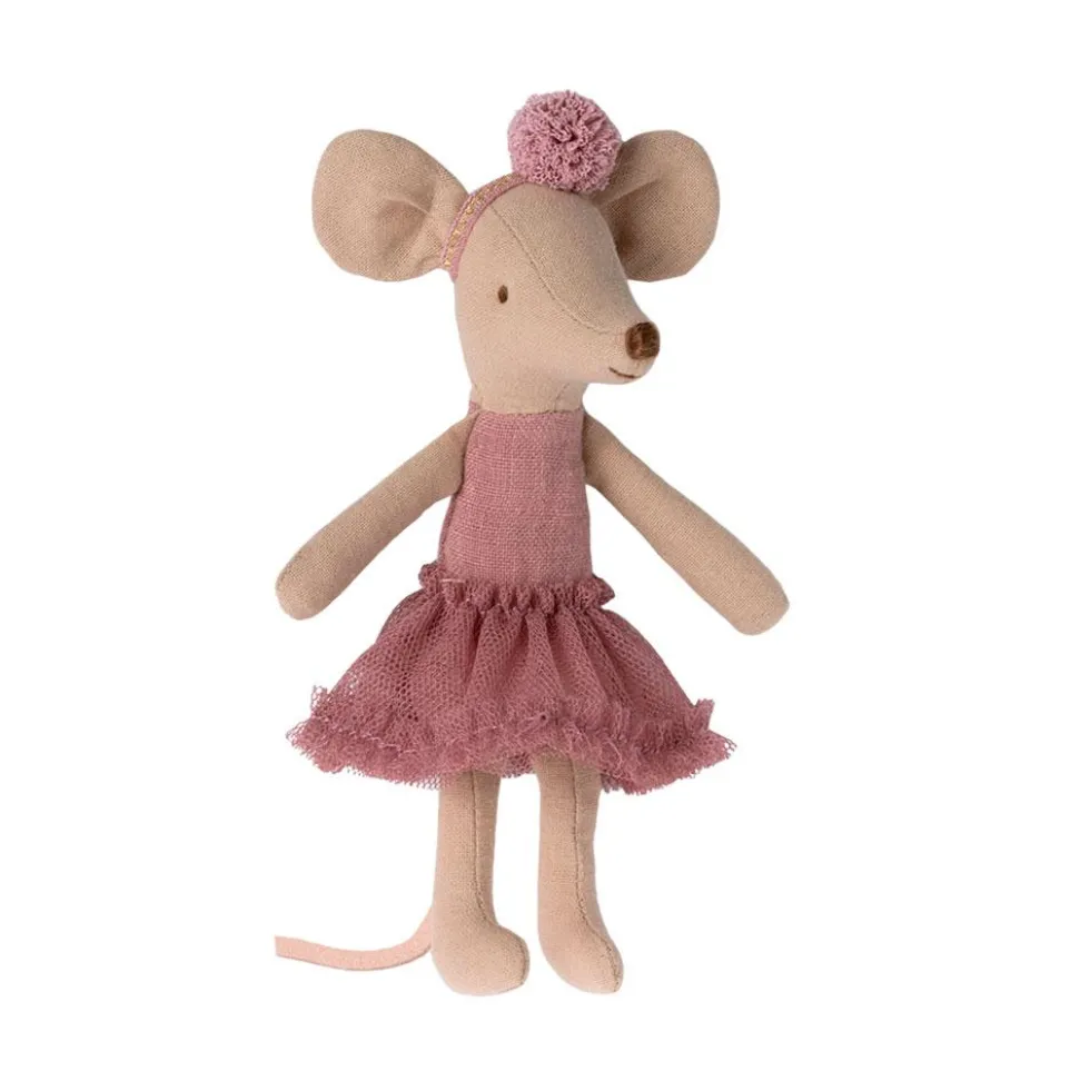 Ratita con diadema y pompón rosa 13cm. Maileg