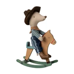 Ratoncito cowboy con caballo balancín 11cm Maileg