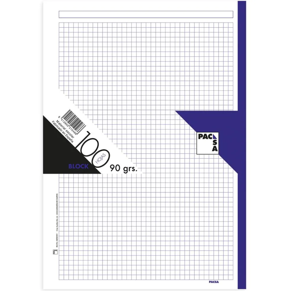 Recambio A4 cuadro 5mm. 100 hojas 4 taladros borde violeta