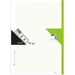 Recambio A4 cuadro 5mm. 100 hojas 4 taladros borde verde