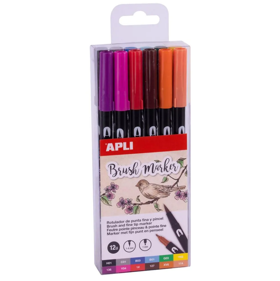 Rotulador doble punta acuarelable 12 colores