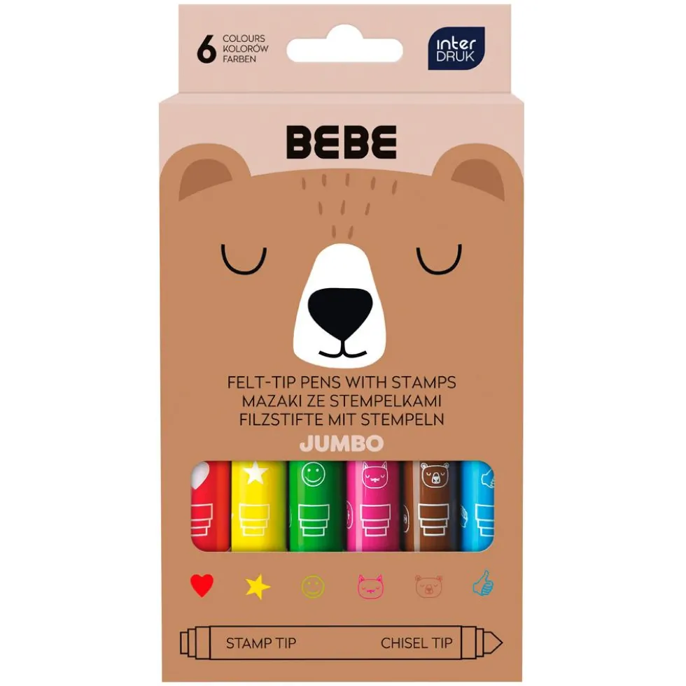 Rotuladores jumbo 6 colores con estampadores BEBE Friends