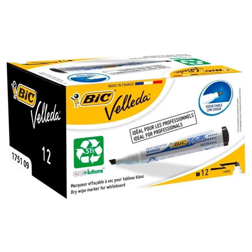 Rotulador para pizarra blanca Velleda Marker negro 12 unidades