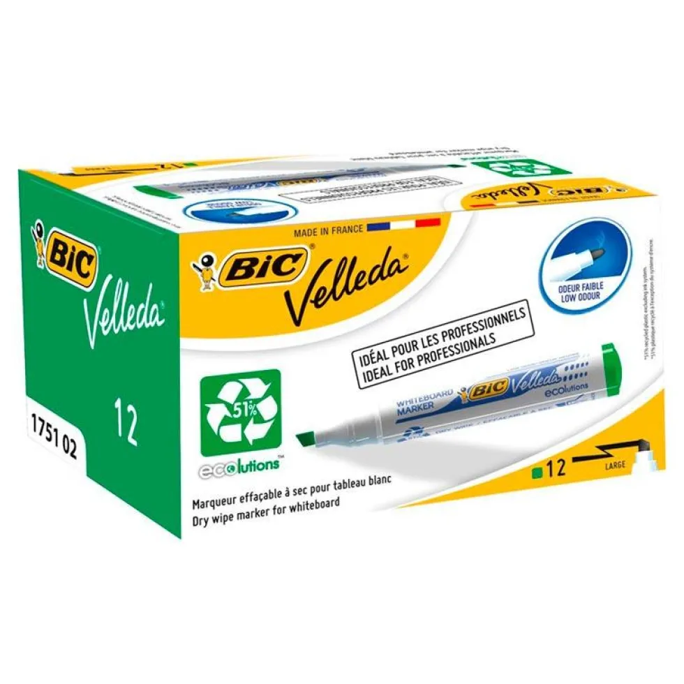 Rotulador para pizarra blanca Velleda Marker verde 12 unidades