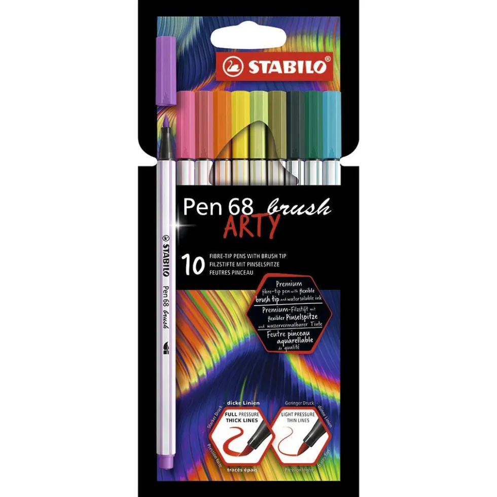 Rotulador punta pincel 10 colores Stabilo Pen 68 brush Arty
