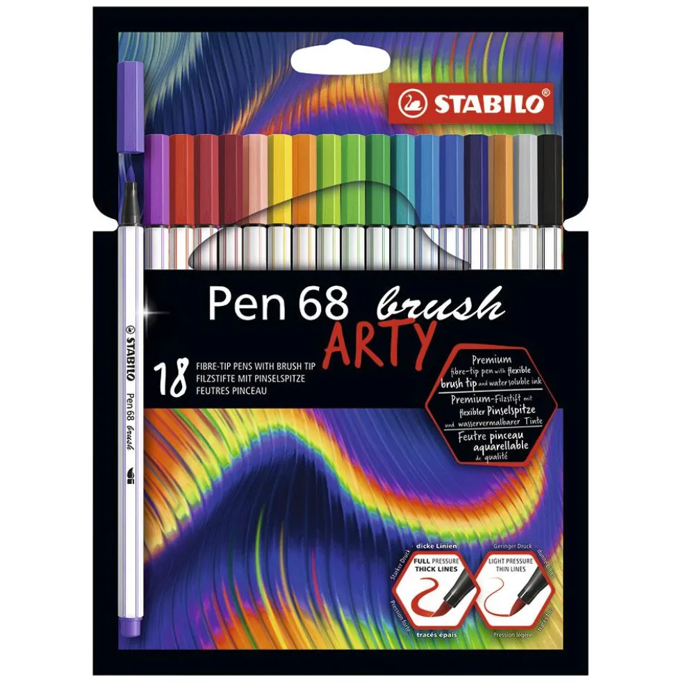 Rotulador punta pincel 18 colores Stabilo Pen 68 Arty
