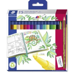 Rotulador Triplus 15 colores con lápiz y con goma borrar
