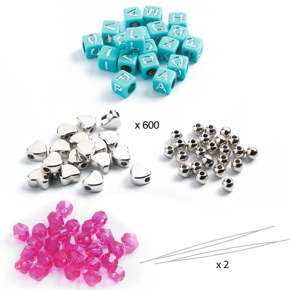 Set 1000 abalorios alfabeto plata