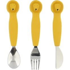 Set 3 cubiertos mango silicona león