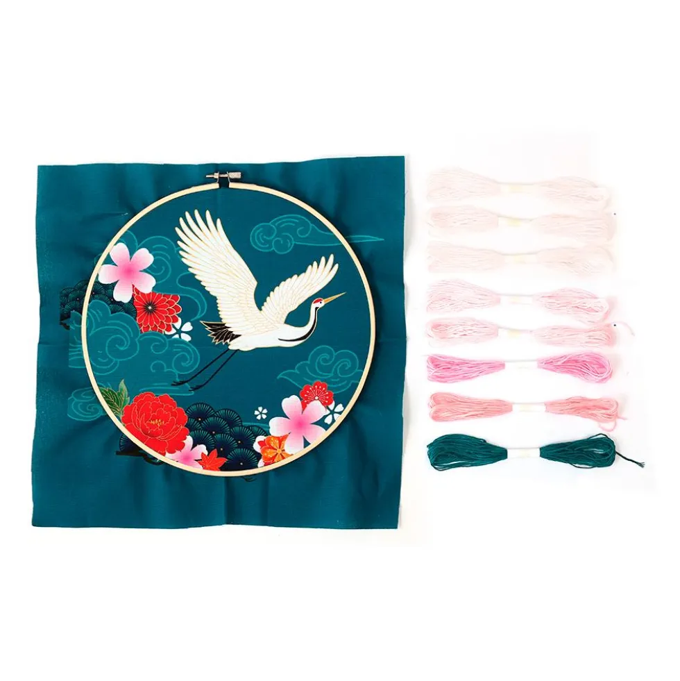 Set de bordado punch needle DIY grulla de Japón