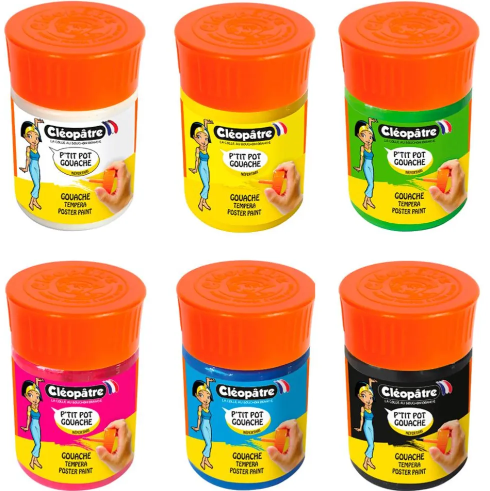 Set de 6 botes de témpera 50ml con pincel P´tit Pot Gouache