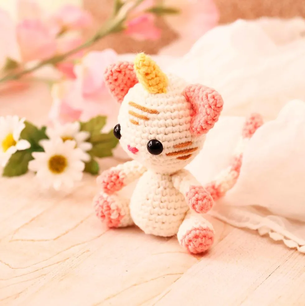 Set de ganchillo DIY gato unicornio amigurumi