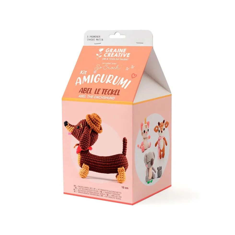Set de ganchillo DIY perro teckel amigurumi