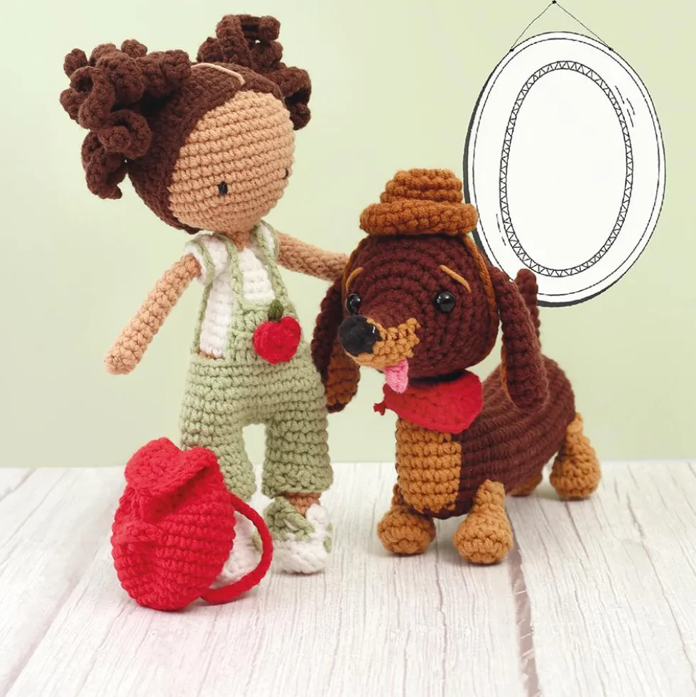 Set de ganchillo DIY perro teckel amigurumi