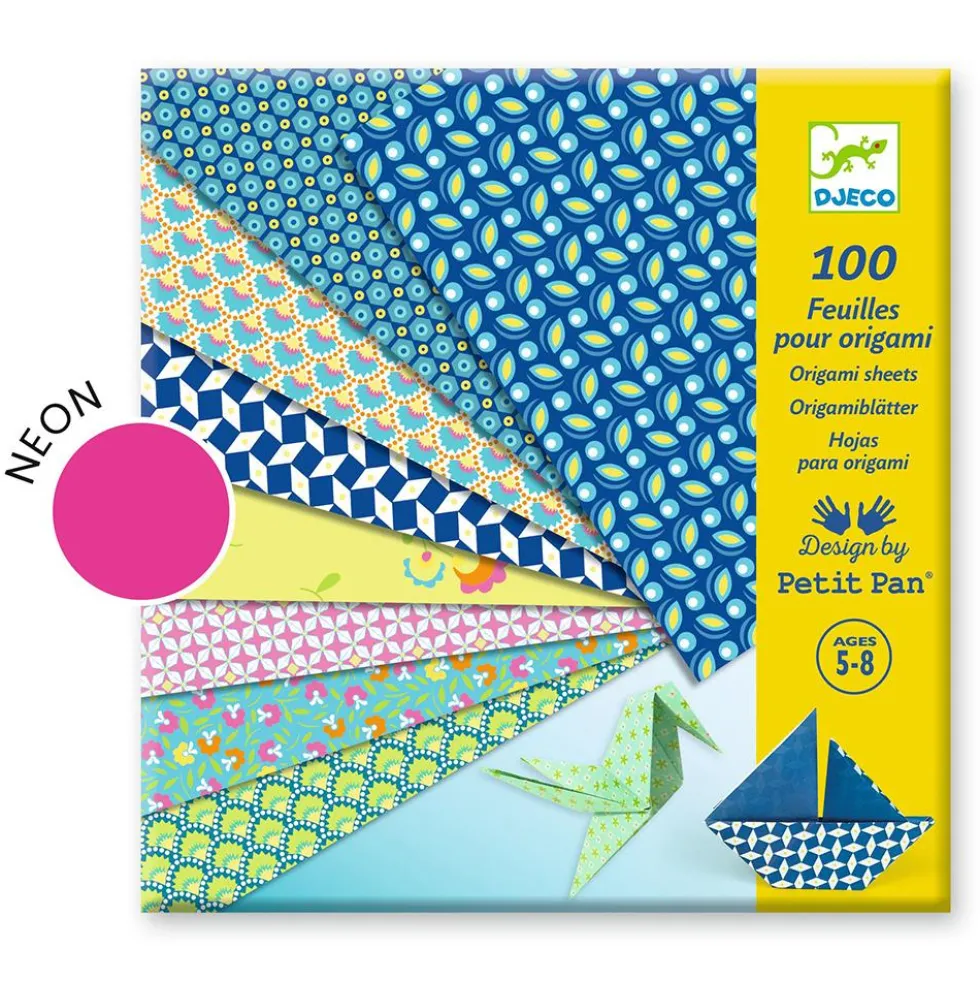 Set de papel para origami surtido 100 hojas 20X20cm.