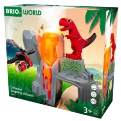 Set dinosaurios y volcán en erupción
