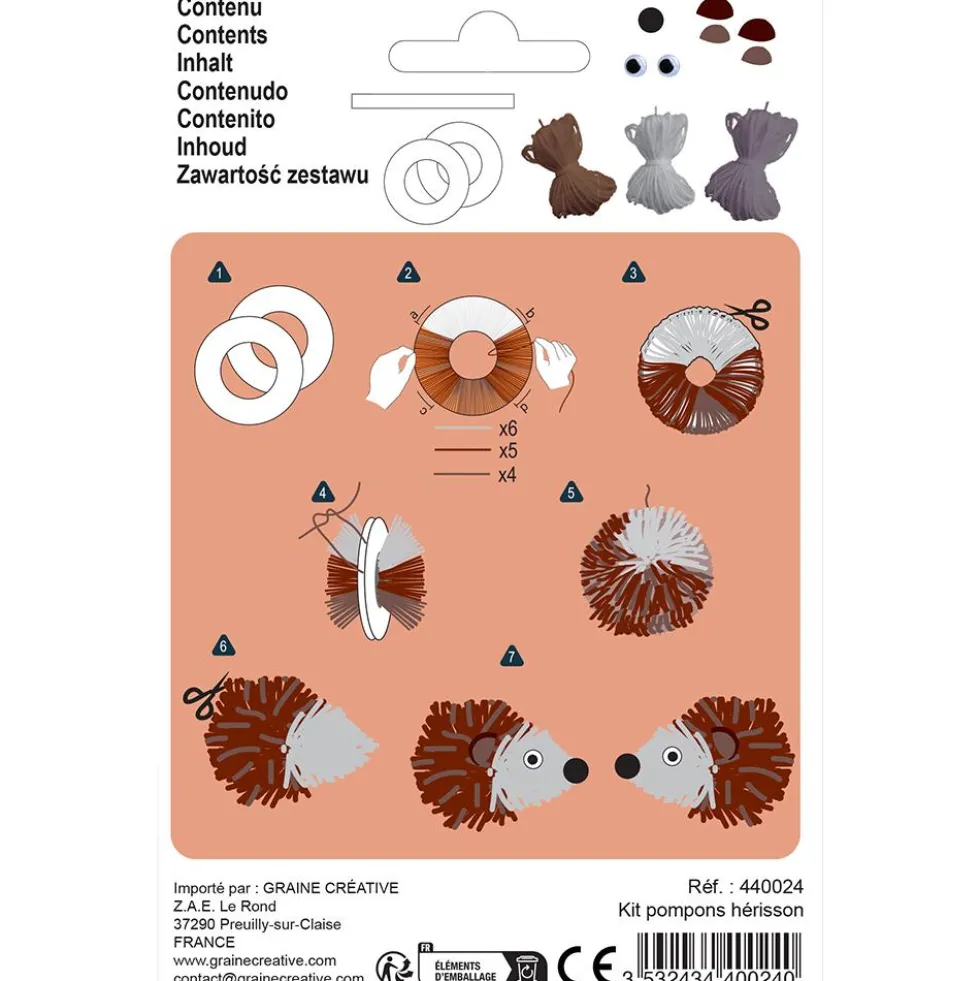 Set DIY para crear con pompones erizo
