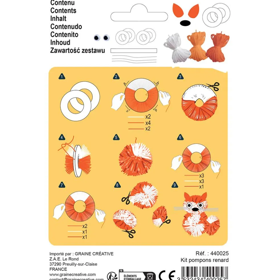 Set DIY para crear con pompones zorro