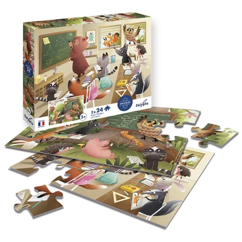 Set dos puzzles Viva el colegio 24 piezas Calypto