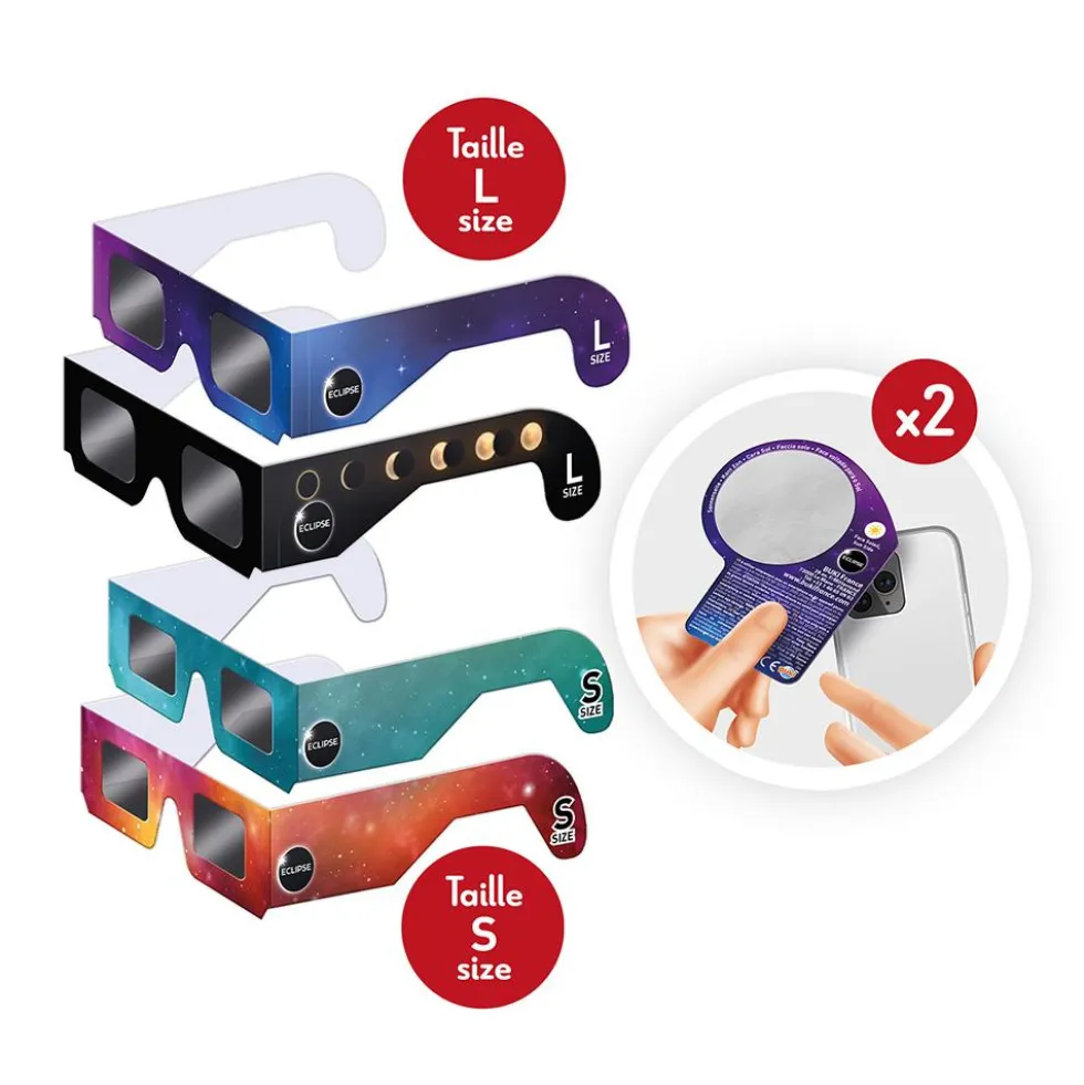 Set gafas adulto y niño eclipse solar