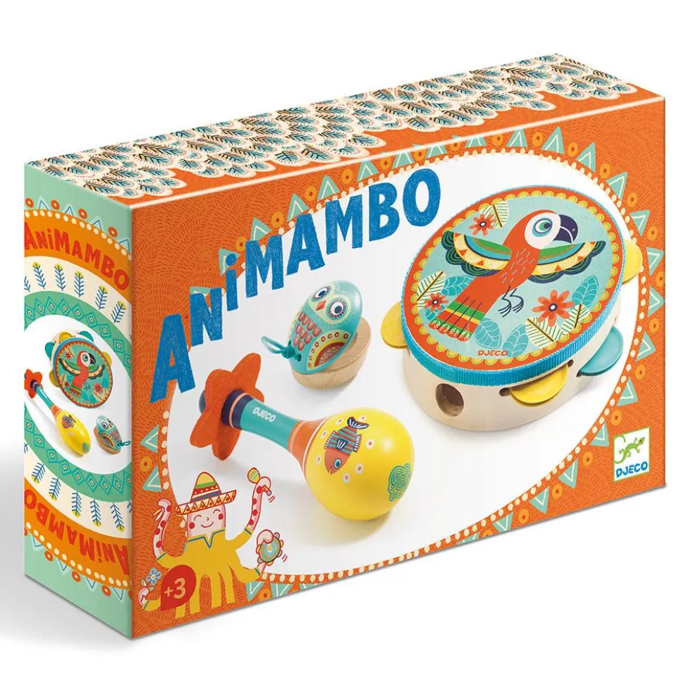 Set 3 instrumentos musicales de madera Animambo