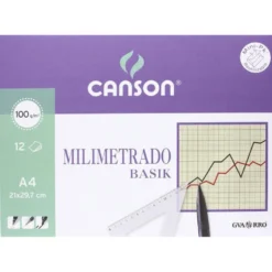 Set 10 láminas de papel milimetrado A4 100gr. Canson