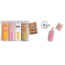Set 4 mini marcadores fluorescentes animalitos BEBE Friends