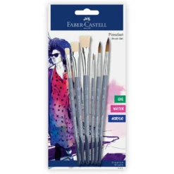 Set pinceles 6 unidades redondos y planos Faber Castell