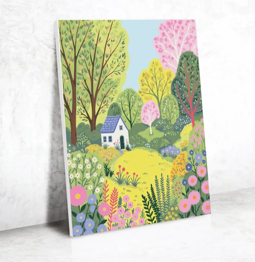 Set pintar por números Casita en el bosque