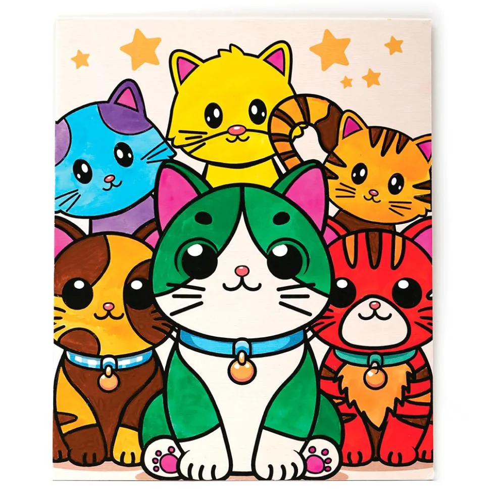 Set pintar por números gatos