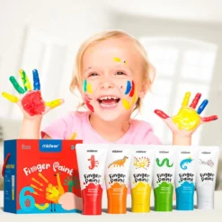 Set pintura de dedos 6 colores lavable bote 60ml