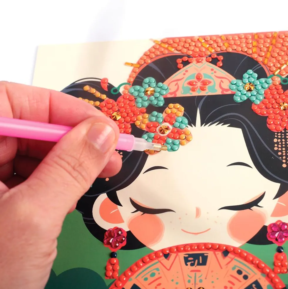 Set 3 tarjetas para decorar con diamantes Japón