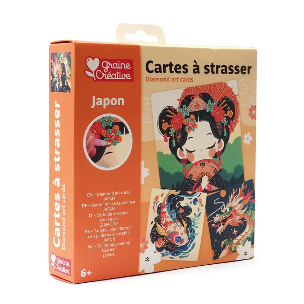 Set 3 tarjetas para decorar con diamantes Japón