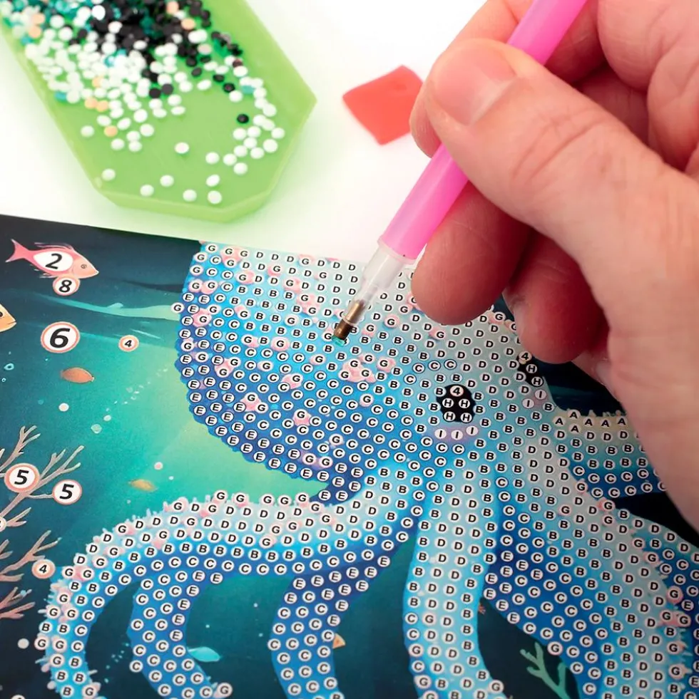 Set 3 tarjetas para decorar con diamantes mundo marino