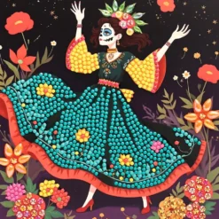 Set 3 tarjetas para decorar con diamantes día de los muertos