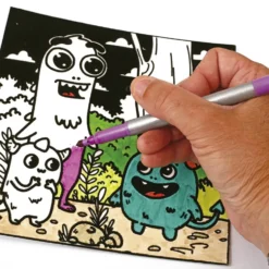 Set 3 tarjetas terciopelo para colorear monstruos