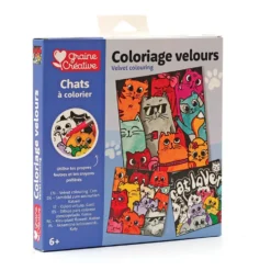Set 3 tarjetas terciopelo para colorear gatos