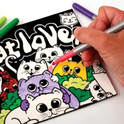 Set 3 tarjetas terciopelo para colorear gatos