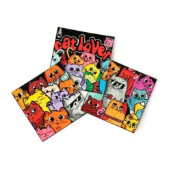 Set 3 tarjetas terciopelo para colorear gatos