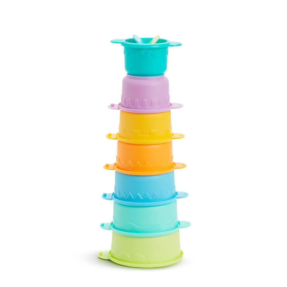 Set 7 vasitos coladores de baño conectables y apilables