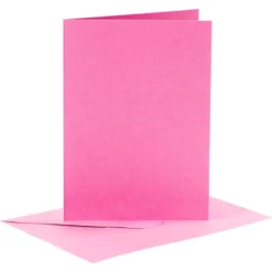Tarjeta y sobre color rosa set 6 unidades